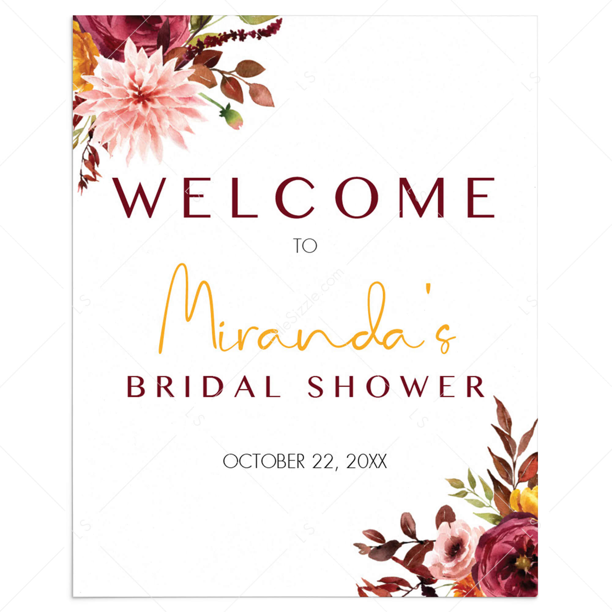 Boho Bridal Shower Welcome Poster Editable Template by LittleSizzle