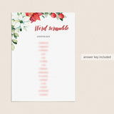 Winter Wedding Word Scramble Game Instant Download