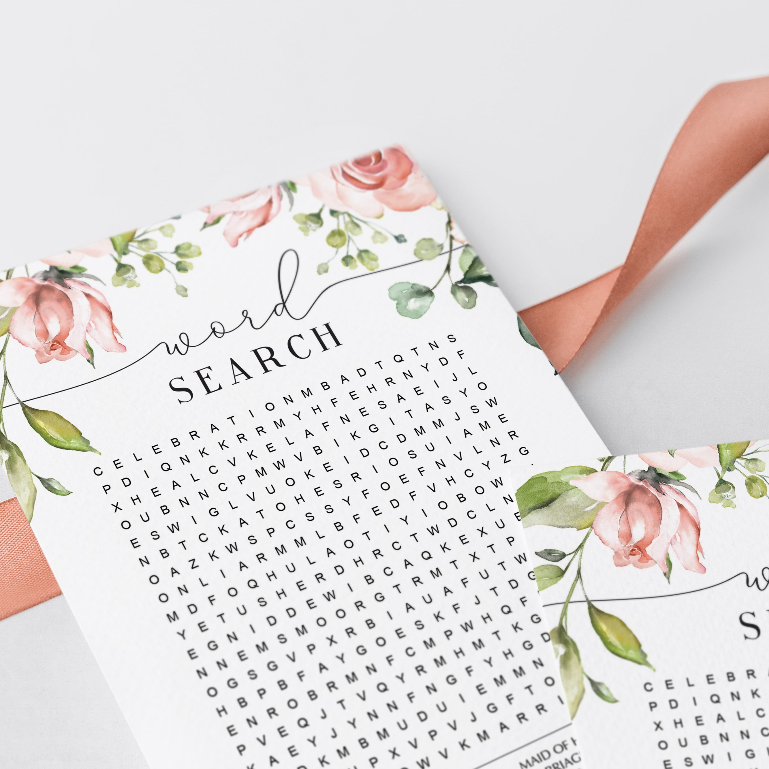 watercolor flowers bachelorette party word search games