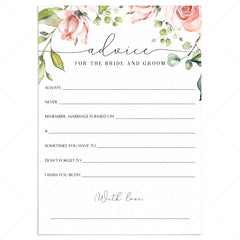bride and groom advice cards instant download by LittleSizzle