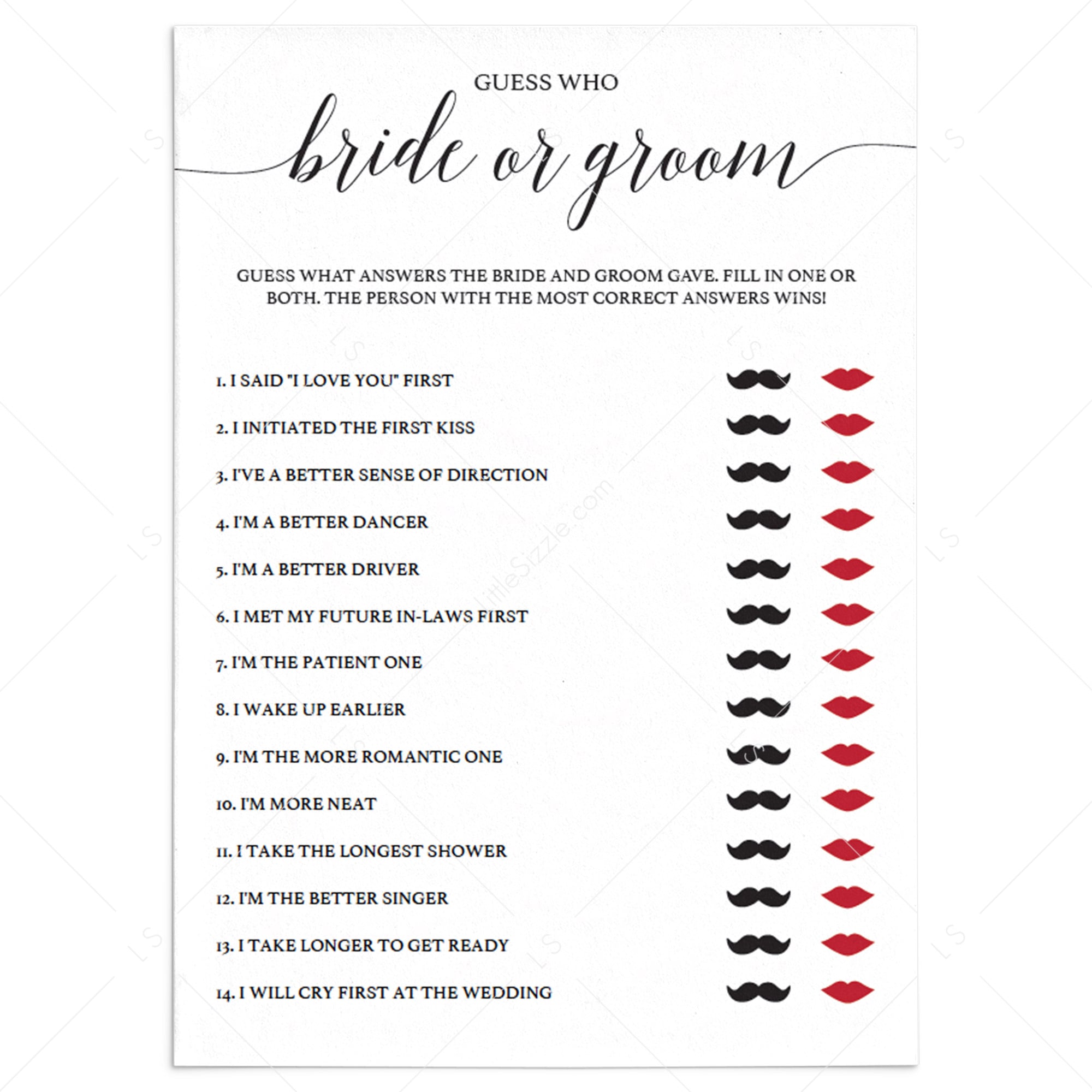 Simple bridal shower game template by LittleSizzle