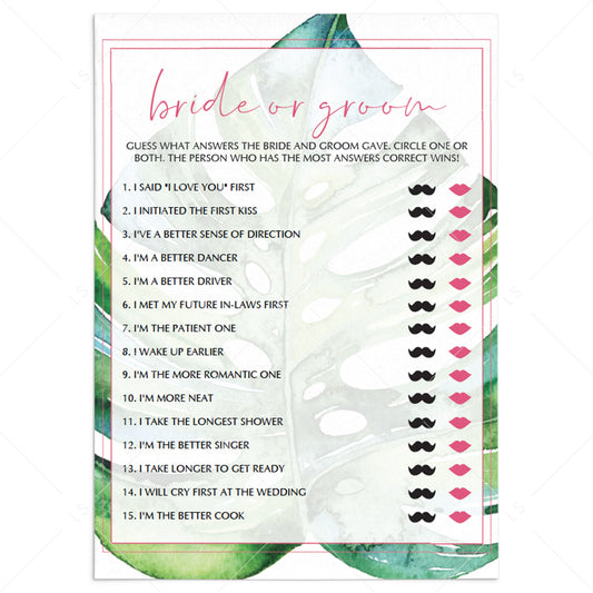 bride or groom bridal shower games tropical themed by LittleSizzle