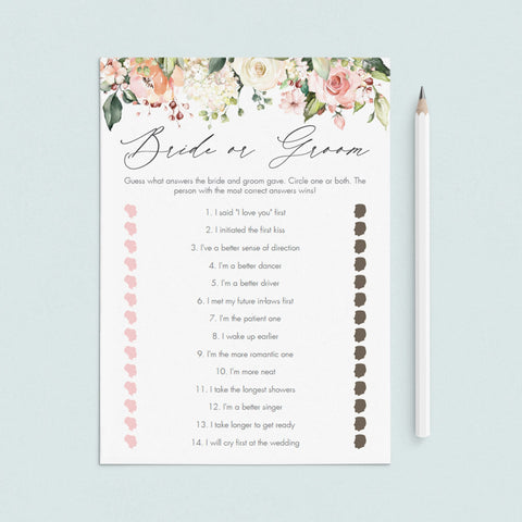 Personalized Bridal Shower Bride or Groom Game Templates – LittleSizzle