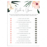 Bride vs Groom Game Template for Tropical Theme Bridal Shower by LittleSizzle