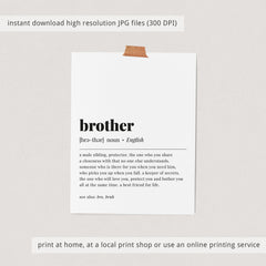 Brother Definition Print Digital Download