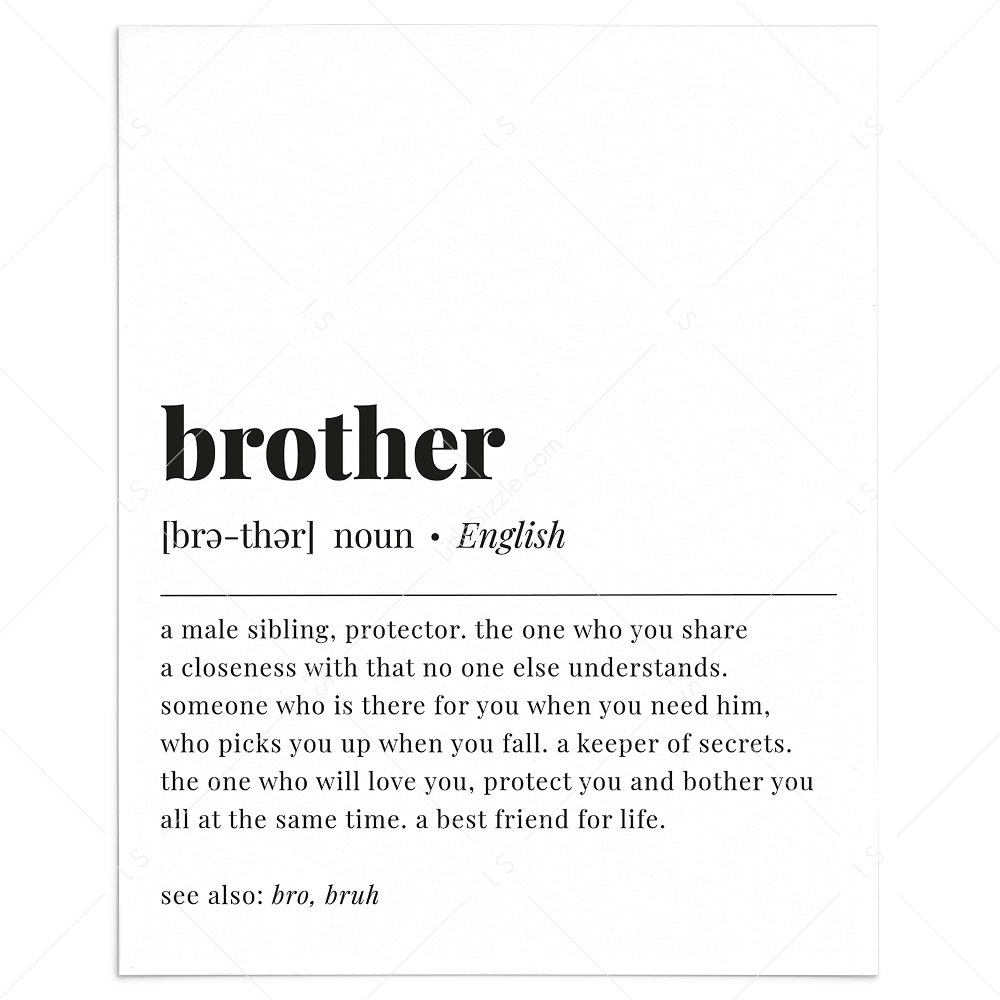 Brother Definition Printable by LittleSizzle