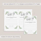 Greenery Bucket List for Baby Shower Game Printable