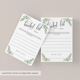 Greenery Bucket List for Baby Shower Game Printable