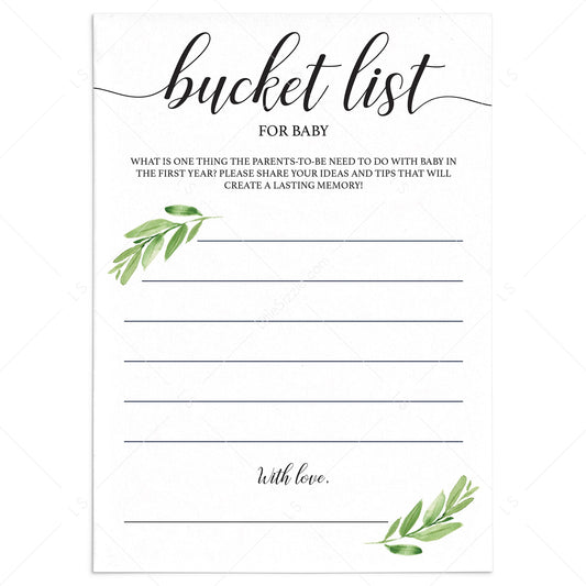 Baby Bucket List Cards Printable Instant Download by LittleSizzle
