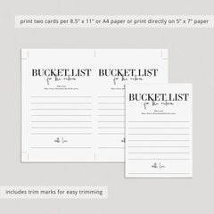 Retirement Bucket List Cards Printable