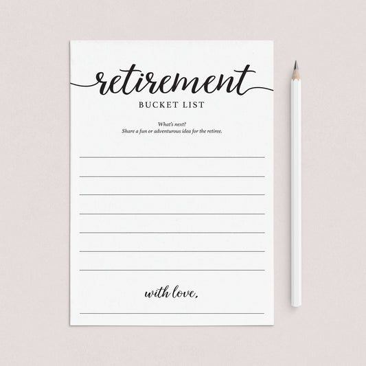 Calligraphy Retirement Bucket List Cards Printable by LittleSizzle