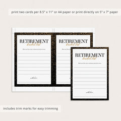 Retiree Bucket List Cards Printable
