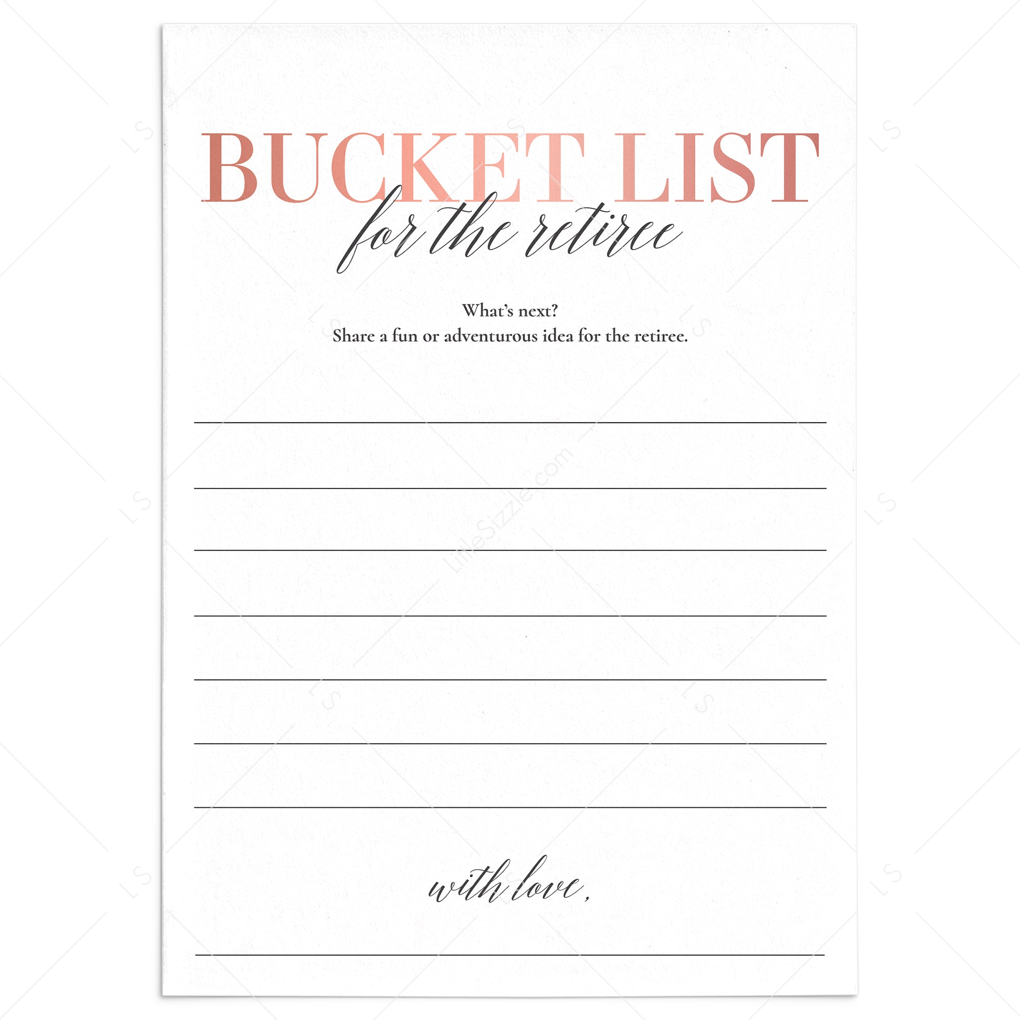 Retirement Bucket List Cards for Her Printable by LittleSizzle