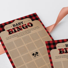 Buffalo Plaid Baby Bingo Cards Prefilled, Blank and Template