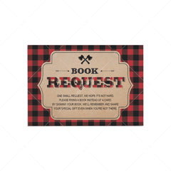 Baby shower lumberjack theme book request cards printable