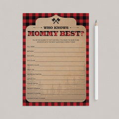 Buffalo Plaid Baby Shower Mommy Quiz Printable by LittleSizzle