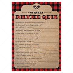 Red and Black Buffalo Plaid Nursery Rhyme Quiz Printable by LittleSIzzle