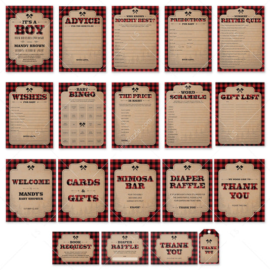 Buffalo Plaid Baby Shower Boy Party Pack Download by LittleSizzle