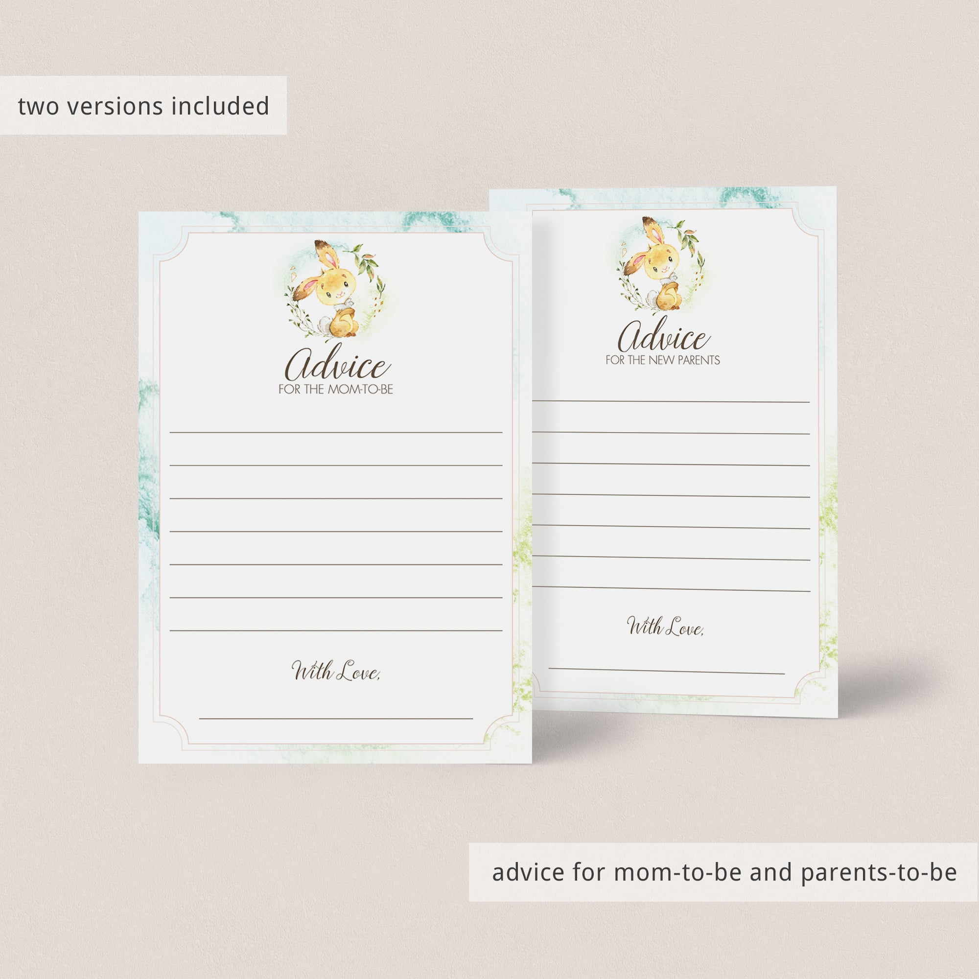 Forest animals baby advice cards for neutral shower by LittleSizzle
