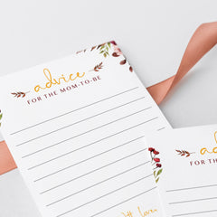 Fall baby shower advice for mommy to be printable by LittleSizzle