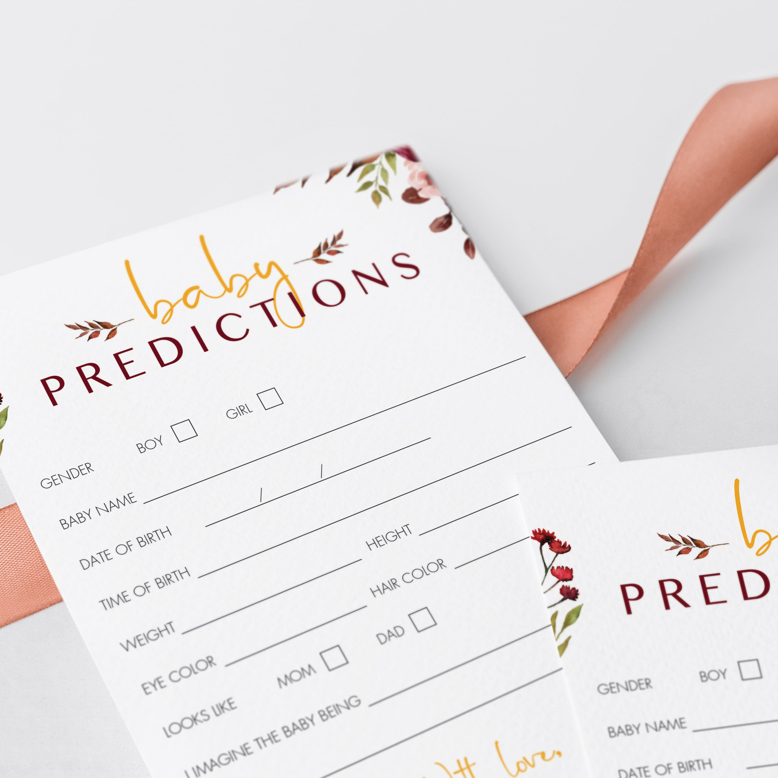 Baby prediction card DIY baby shower by LittleSizzle