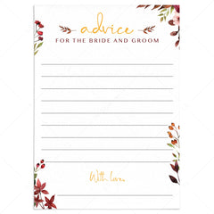 Burgundy Floral Advice for Bride and Groom Printable by LittleSizzle