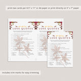 Fall Wedding Shower Game Movie Love Quotes Match