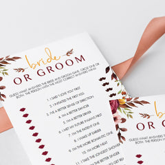 Printable bride or groom guess who game red flowers by LittleSizzle