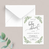 Editable Baby Shower Invitation Bundle Greenery Olive Leaves