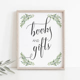 Greenery Baby Shower Decorations Books & Gifts Sign
