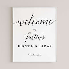 Calligraphy Birthday Welcome Sign Editable Template
