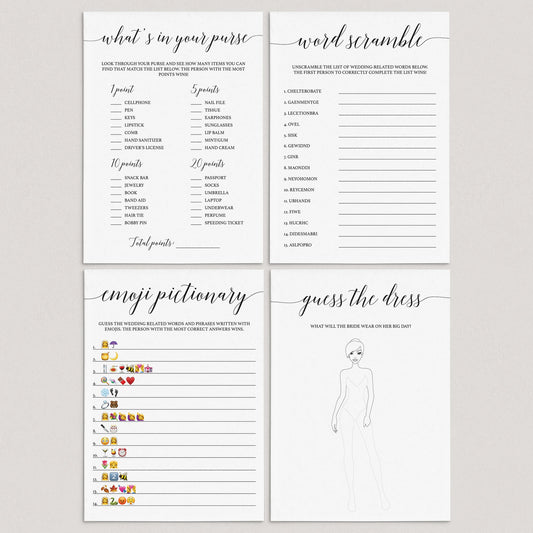 Black and White Bridal Shower Games Bundle Printable by LittleSizzle