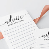 Calligraphy Wedding Advice Cards Printable