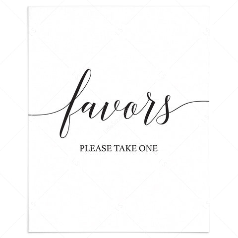 Printable Favors table sign with calligraphy font | Instant download ...