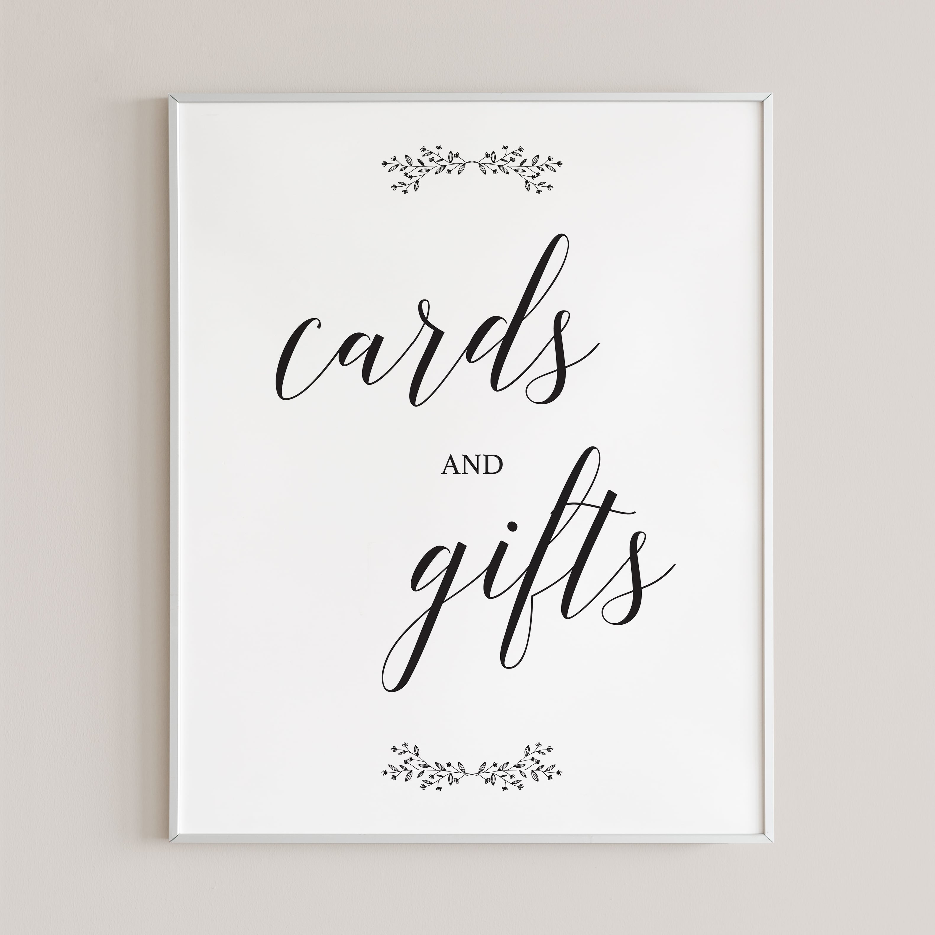 Black and White Cards and Gifts Sign Printable by LittleSizzle