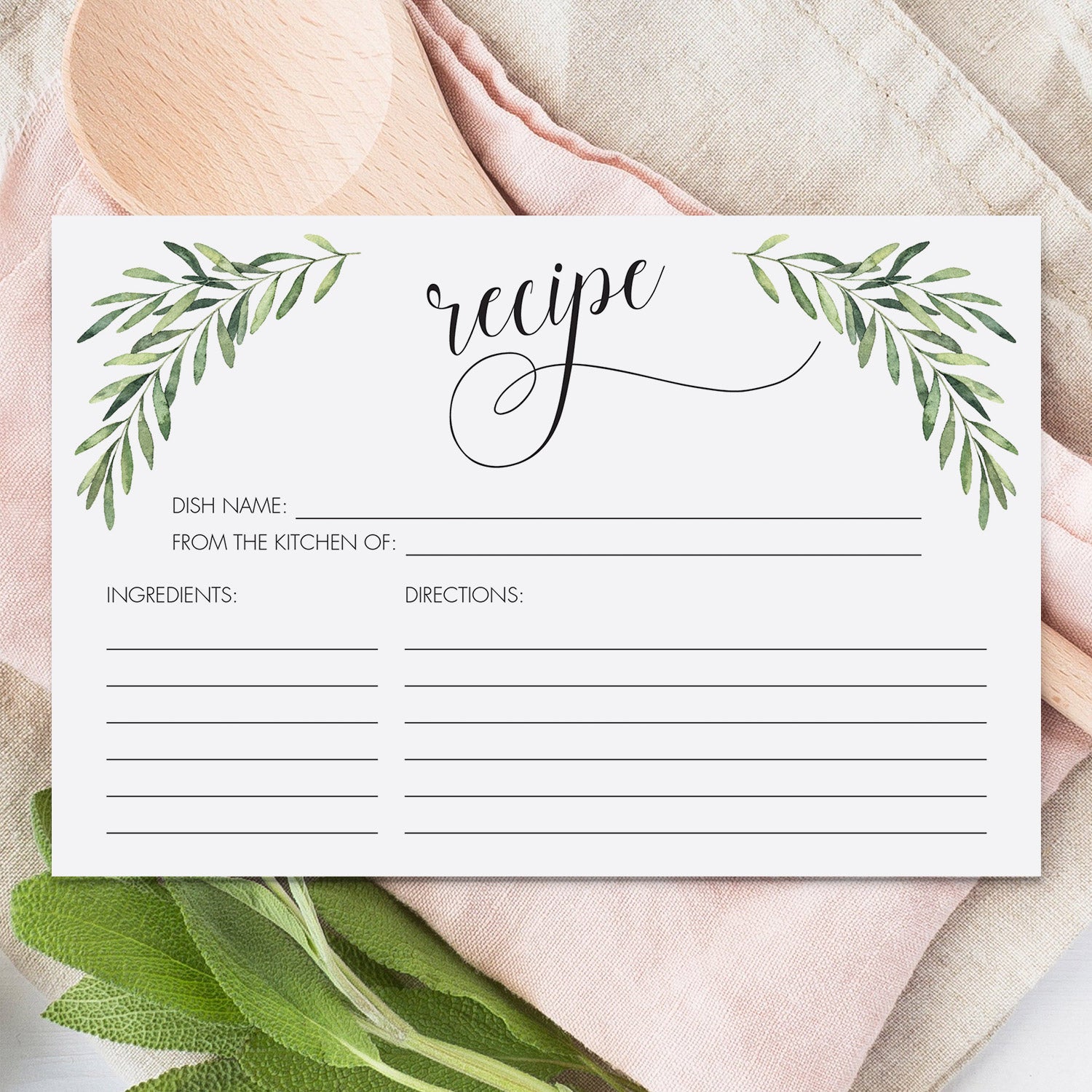 Personalized From The Kitchen Of Recipe Cards - 4x6