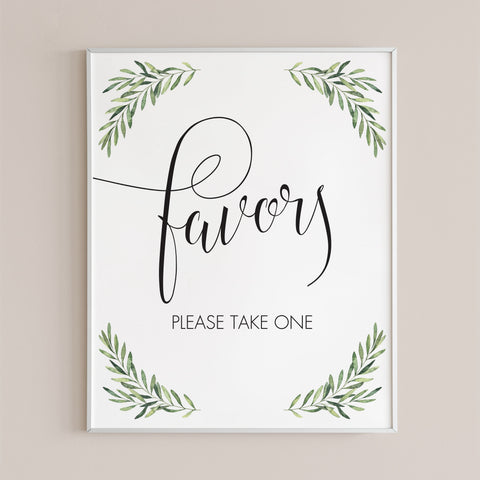 Greenery Favors Sign printable | Instant download – LittleSizzle
