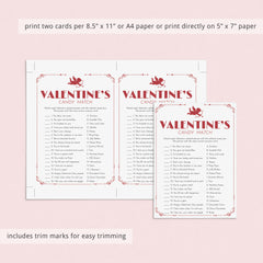 Valentines Party Games Printable Red Cupid