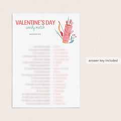 Valentine's Day Candy Bar Game with Answers