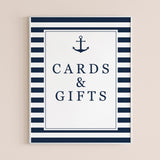 Printable cards and gifts sign for nautical themed party by LittleSizzle