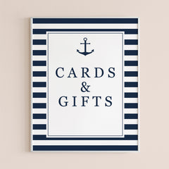 Printable cards and gifts sign for nautical themed party by LittleSizzle