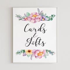 Cards and gifts sign with pink purple and yellow flowers by LittleSizzle