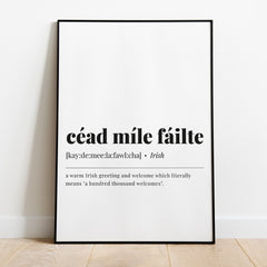 Cead Mile Failte Definition Print Digital Download