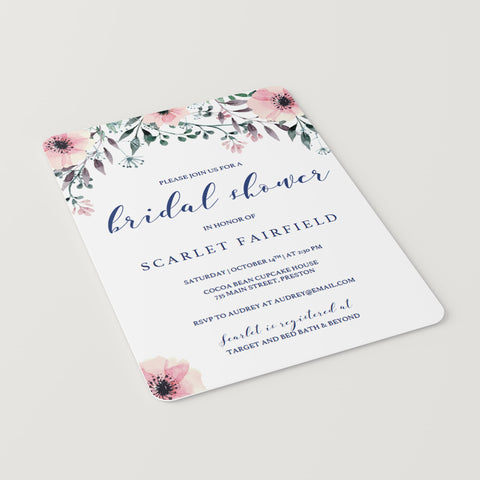 Pink Floral Bridalshower Invitation Cards Printable Instant Download ...