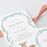 Greenery wreath baby shower invite with baby deer by LittleSizzle