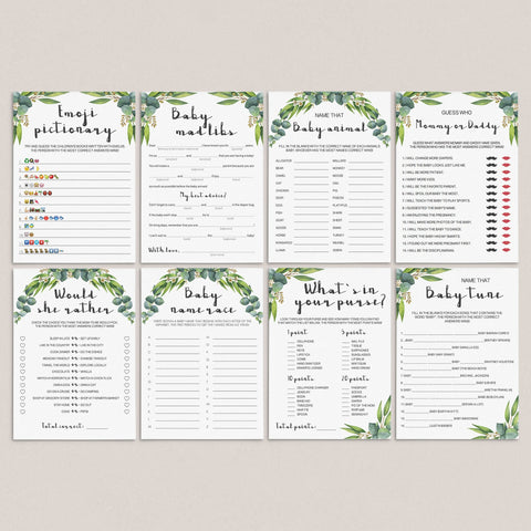 Modern Chic baby shower games bundle printable | Instant download ...