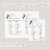 Green Foliage Bridal Shower Games Bundle Printable