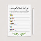 Printable emoji pictionary game with watercolor leaves by LittleSizzle