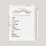 Printable Watercolor Baby Shower Games