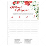 Floral Christmas Party Game Scattergories by LittleSizzle